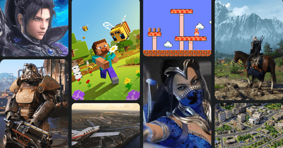 Diverse gaming genres visual